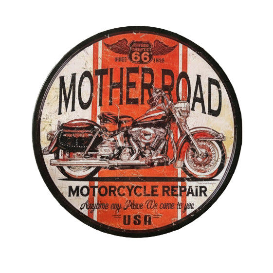 Mother Road Hanging Wooden Frame Round
