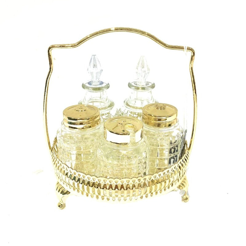 Glass Cruet Set 5pcs Gold Buy Cruets Online in Pakistan JBSaeed Studio