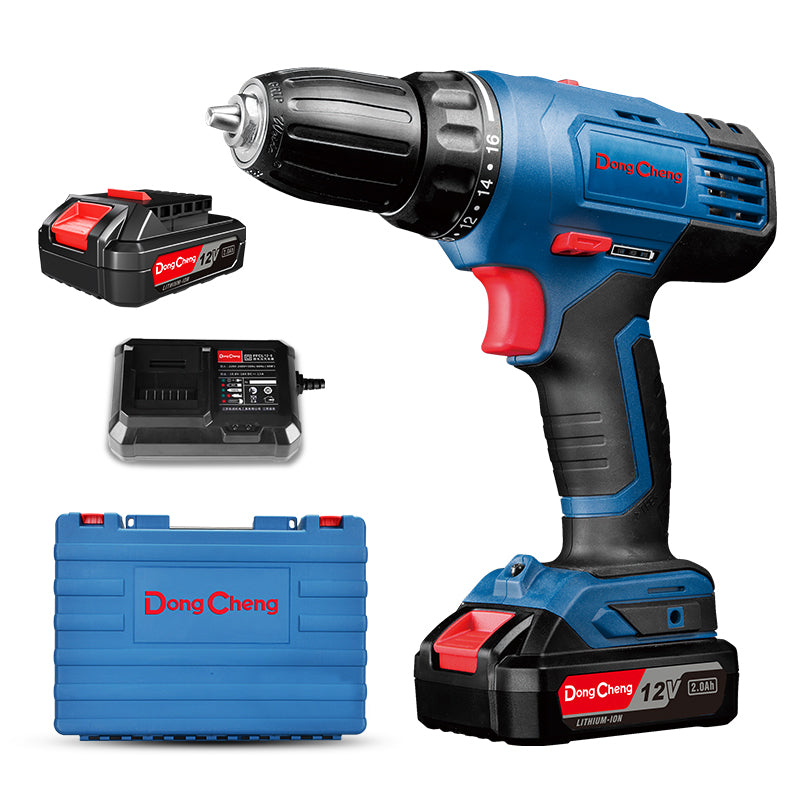 DONGCHENG CORDLESS DRIVER DRILL, 3/8", 10mm, 12V, 2.0Ah, 30Nm, VSR, T.Setting, 2spe