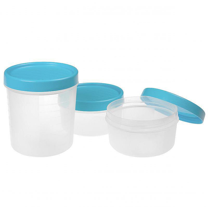 Air Tight Plastic Jars Blue Set of 3