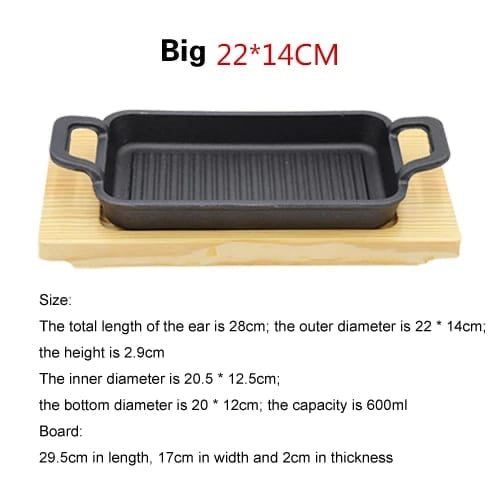 Cast Iron Grilling Pan with wooden base