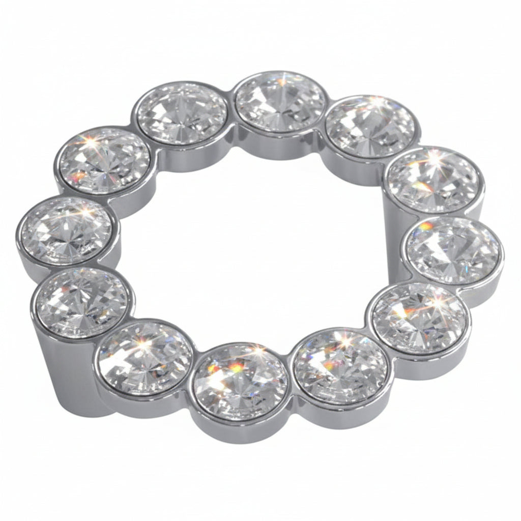Swarovski crystal furniture knob: chrome round base with clear crystal ring