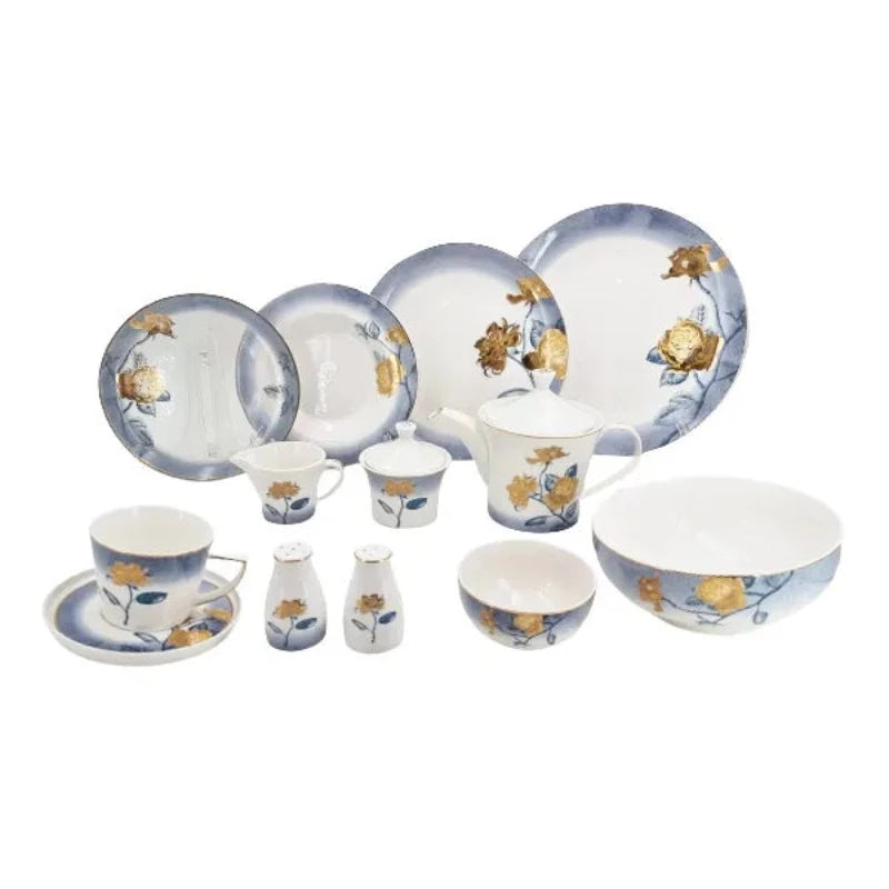 Porcelain Dinner Set Blue Elegance (47 Piece Set) by JB Saeed Studio