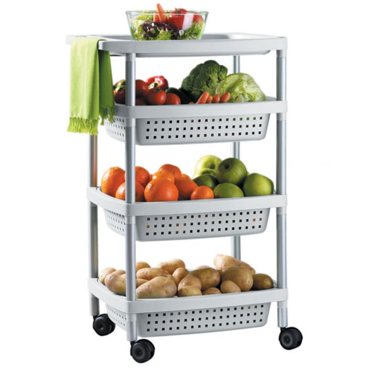Vegetable Trolley 4 Tier White