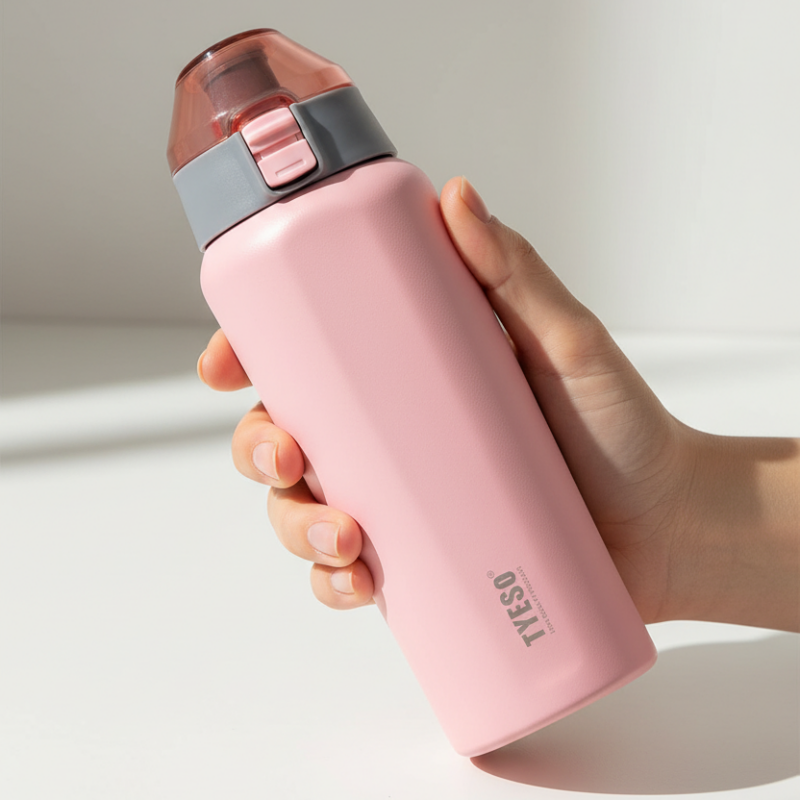 Tyeso Vacuum Insulated Sports Bottle 600ml Pink