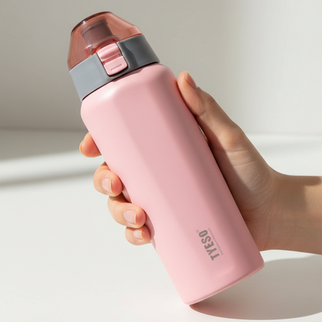 Tyeso Vacuum Insulated Sports Bottle 600ml Pink