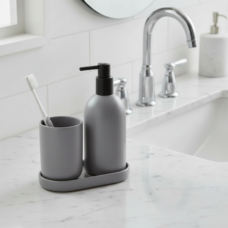 Bathroom Set Grey (Set of 3 Pcs)