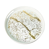 Acrylic Round Serving Tray White & Gold Marble