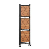 3 Tier Foldable Wooden Storage Shelf With Wheels