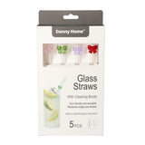 Reusable Glass Straws & Cleaning Brush (Set of 5 Pcs)