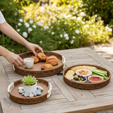 Cane Round Serving Tray Brown (Set of 3)