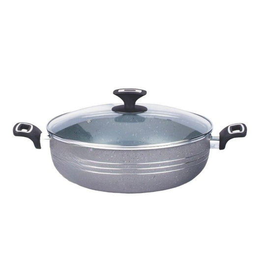 Marble Wok With Glass Lid 30cm