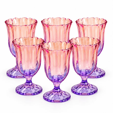 Drinking Glass Set 6pcs Pink & Purple