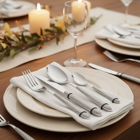 Stainless Steel Cutlery Set 24pcs Grey/White