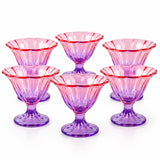 Glass Ice Cream Bowls Set 6pcs Pink & Purple