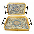 Persian Blue Rug Style Wooden Serving Tray (Set of 2)