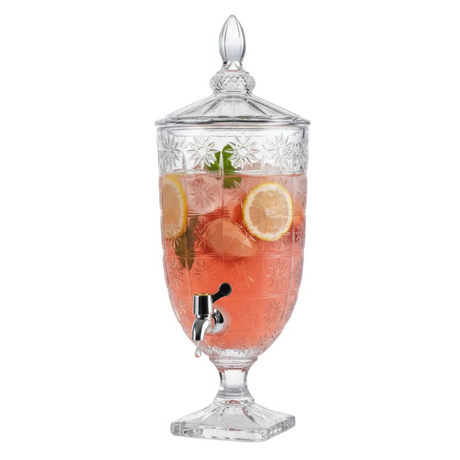 Elegant Crystal Cut Glass Beverage Dispenser 3L