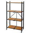 4 Tier Foldable Wooden Storage Shelf With Wheels