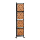 4 Tier Foldable Wooden Storage Shelf With Wheels