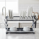 2 Tier Dish Rack Aluminum Gray