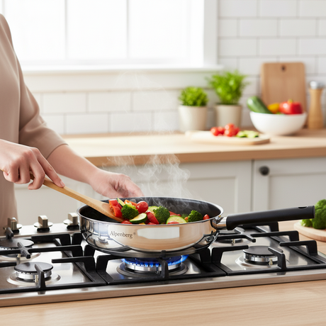 Stainless Steel Fry Pan 30cm With Glass Lid