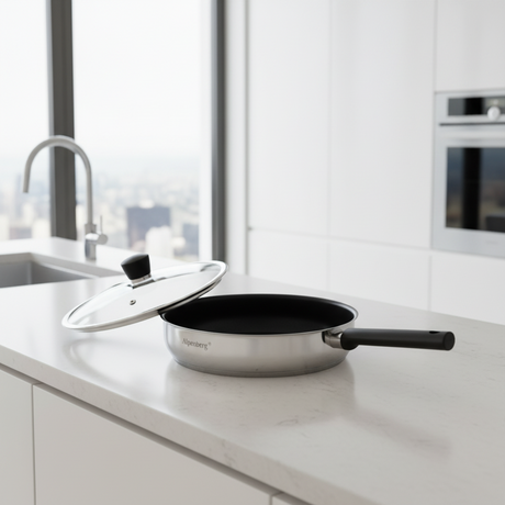 Stainless Steel Fry Pan 28cm With Glass Lid