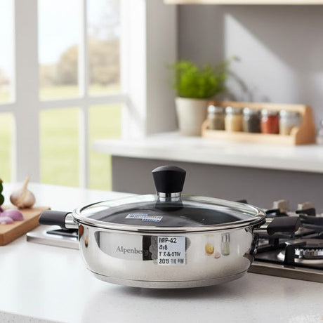 Stainless Steel Karahi 28cm With Glass-Lid