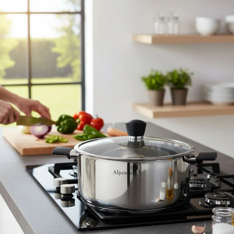 Stainless Steel Cooking Pot 28 cm/ 7L With Glass Lid