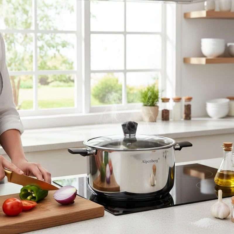 Stainless Steel Cooking Pot 30 cm/ 9L With Glass Lid