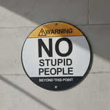 Warning Hanging Wooden Frame Round