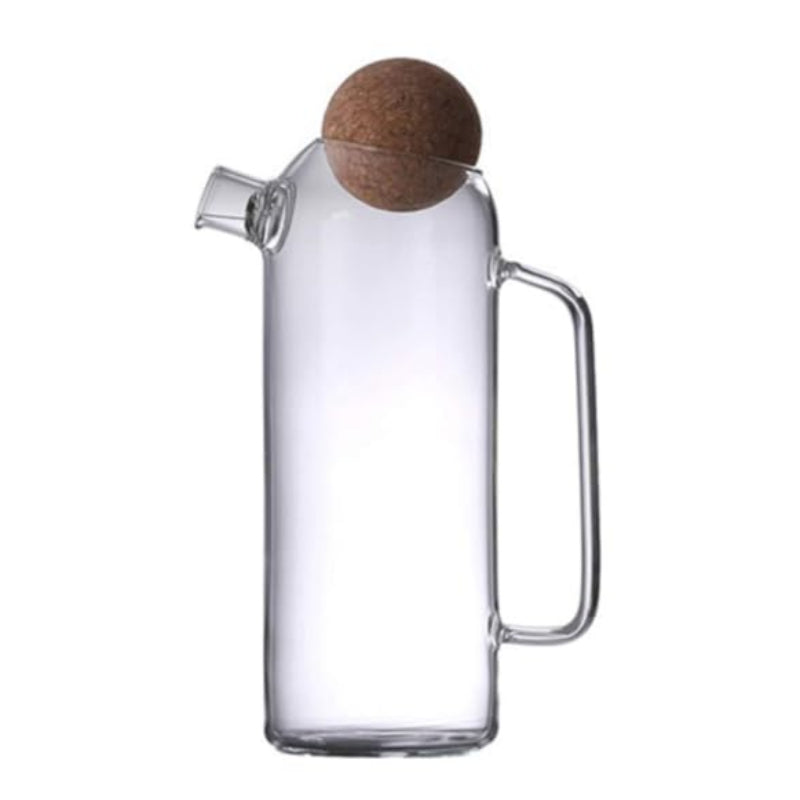 Glass Pitcher With Wooden Cork Ball Lid 1200ml