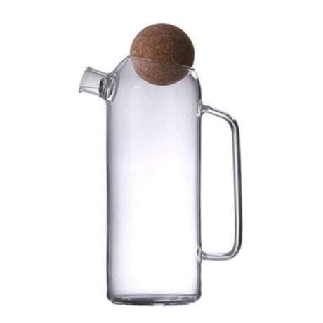 Glass Pitcher With Wooden Cork Ball Lid 1200ml