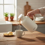 Double Wall Glass Vacuum Flask 1L White