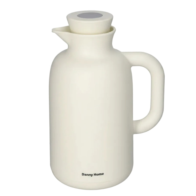 Double Wall Glass Vacuum Flask 1L White