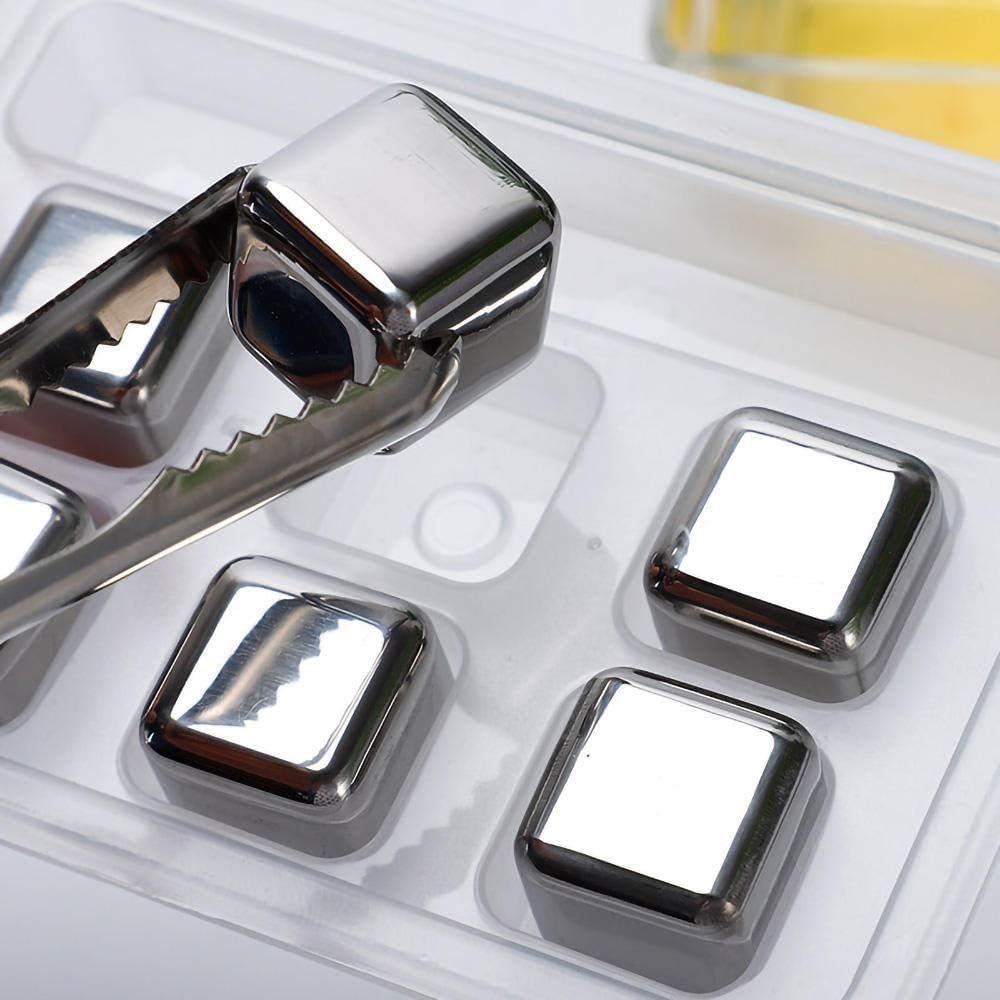 Stainless Steel Ice Cubes 8Pcs With Tray & Tong