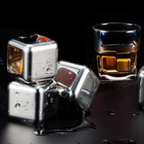 Stainless Steel Ice Cubes 8Pcs With Tray & Tong