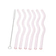 Reusable Glass Straws & Cleaning Brush (Set of 7 Pcs)