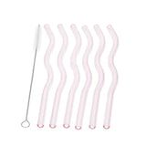Reusable Glass Straws & Cleaning Brush (Set of 7 Pcs)
