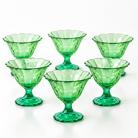 Glass Ice Cream Bowls Set 6pcs Green Gradient