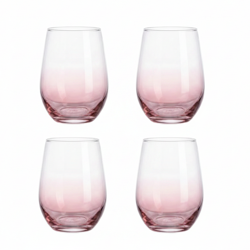 Drinking Glass Set 4Pcs 360ml Soft Pink