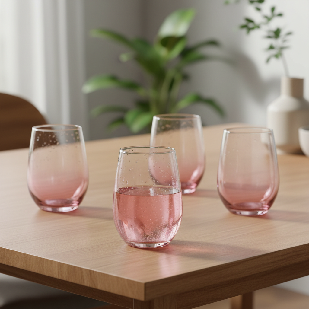 Drinking Glass Set 4Pcs 360ml Soft Pink