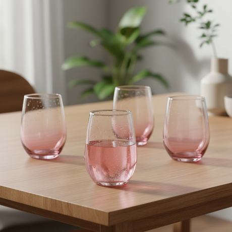 Drinking Glass Set 4Pcs 360ml Soft Pink