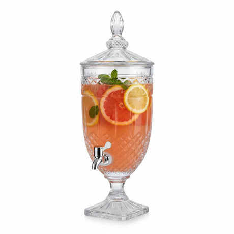 Geometric Crystal Cut Glass Beverage Dispenser 4.5L