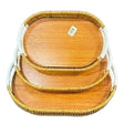 Cane Oval Serving Tray Light Brown (Set of 3)