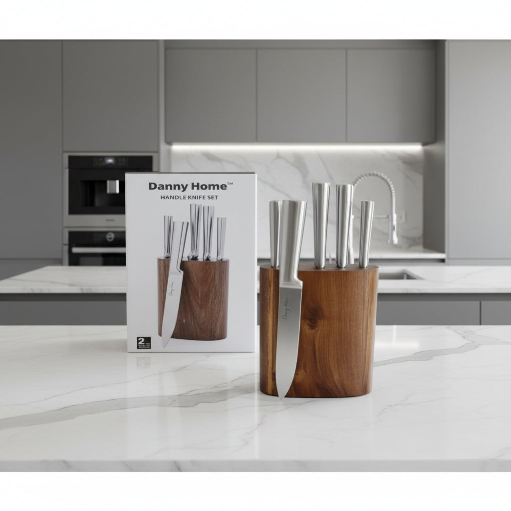 Natural Kitchen Knife Block Set 5 Pcs
