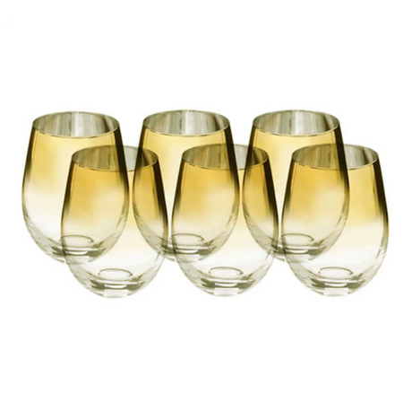 Drinking Serving Glass Gold 550ml (Set of 6pcs)