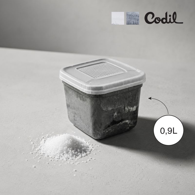 0.9L stone storage dispenser box with translucent lid, gray container