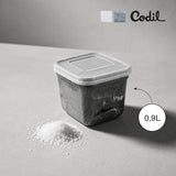0.9L stone storage dispenser box with translucent lid, gray container