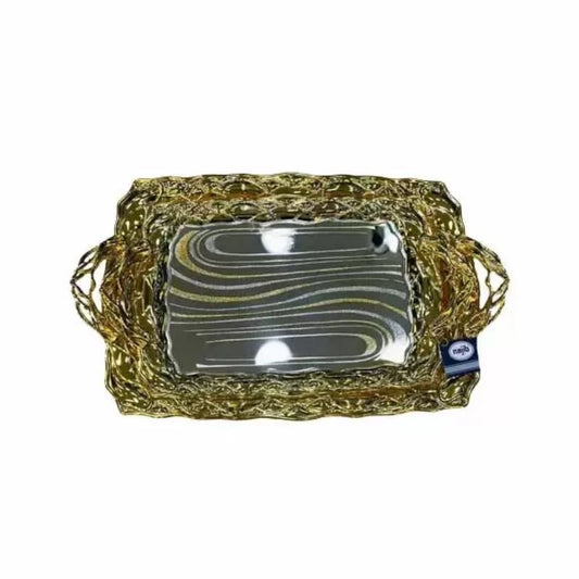 2 Pieces Tray Set Silver/Gold