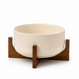 Beige Salad Bowl 2.7L With Wooden Stand